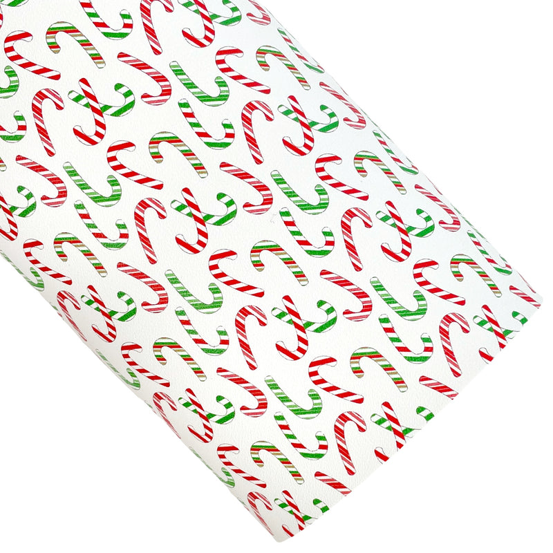 Red and Green Candy Canes Vegan Leather