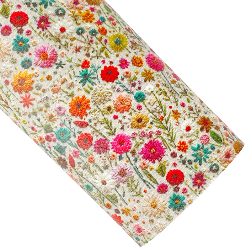 Wild Flowers Embroidery Vegan Leather