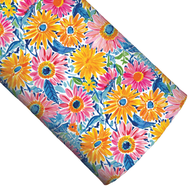 Colorful Daisies Vegan Leather