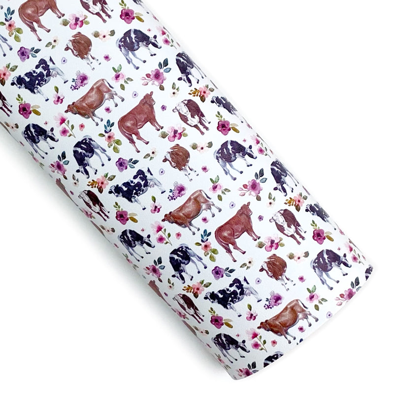 Cow Floral Vegan Leather