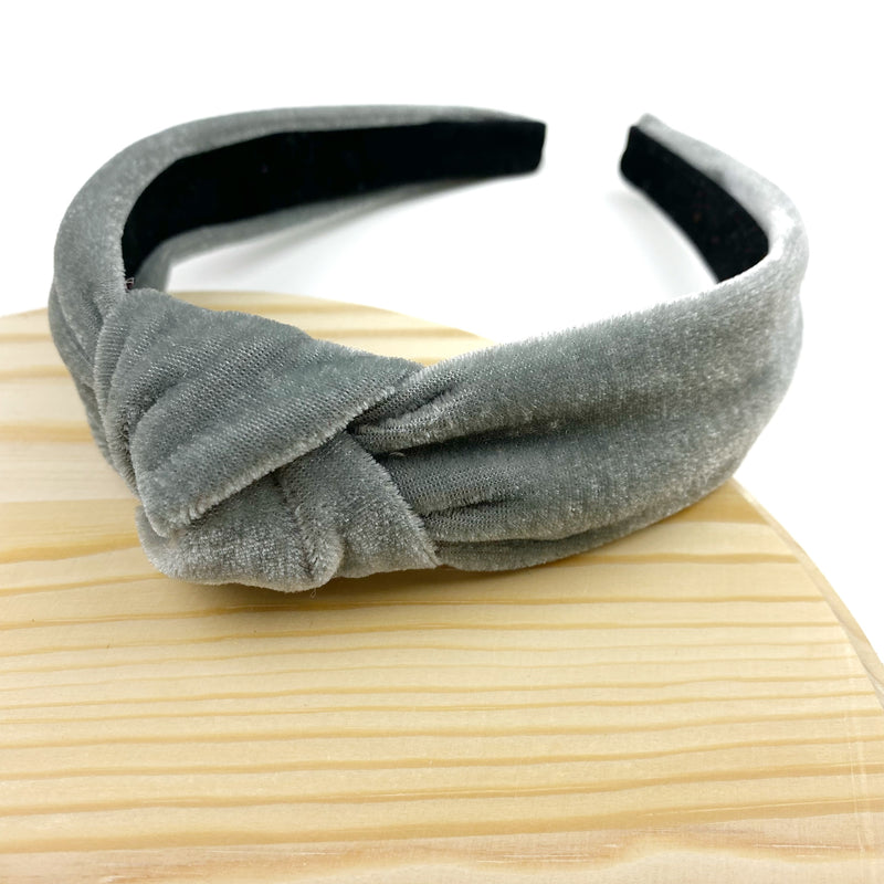 Cool Grey Velvet Wholesale Knotted Headband