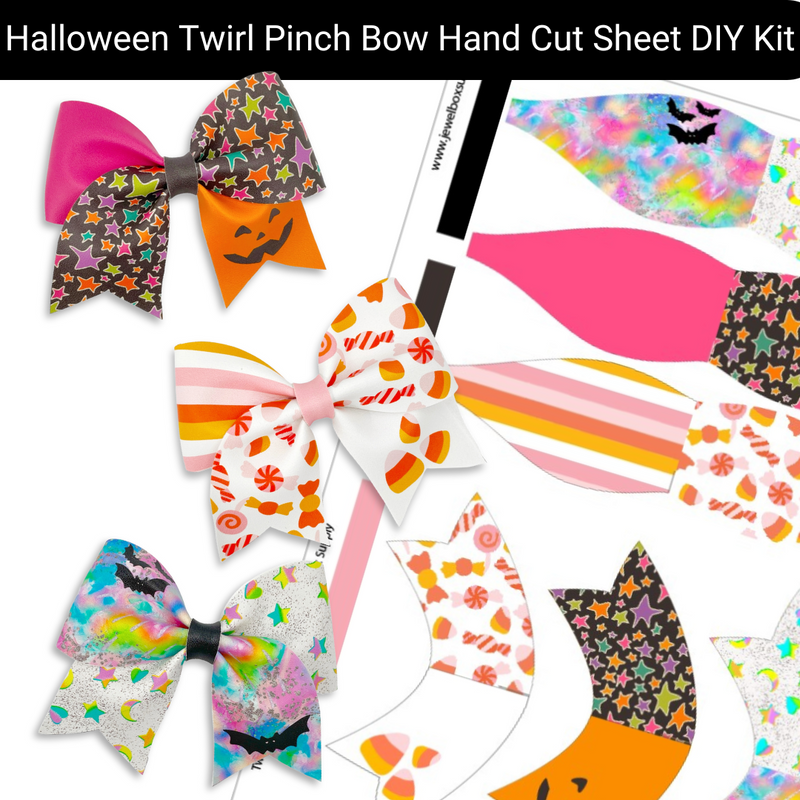 Halloween Twirl Pinch Bow Hand Cut Sheet DIY Kit