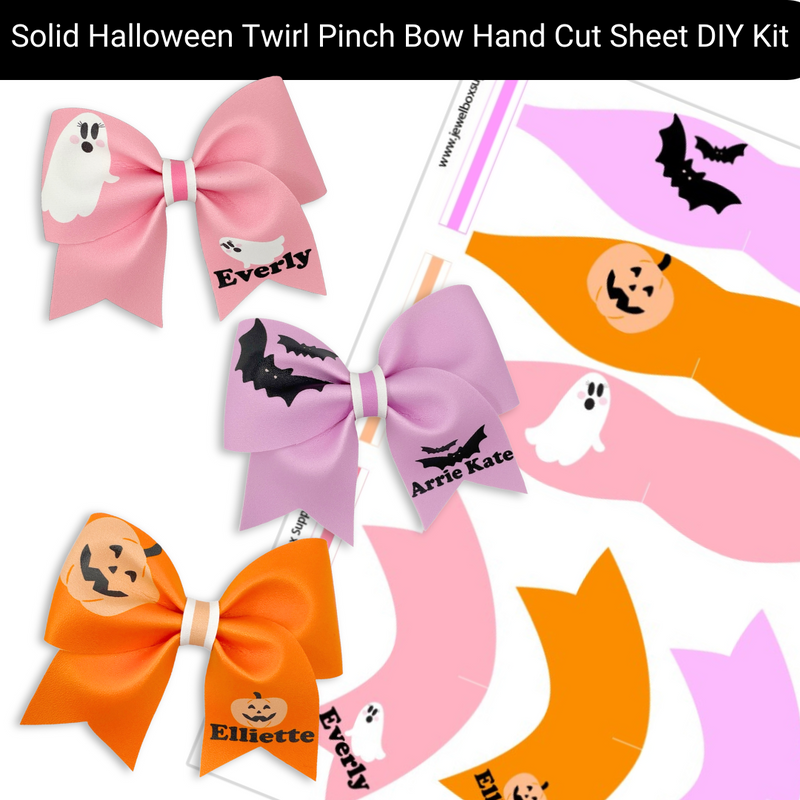 Simple Halloween Twirl Pinch Bow Hand Cut Sheet DIY Kit