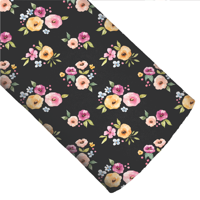 Melody Black Simple Floral Vegan Leather
