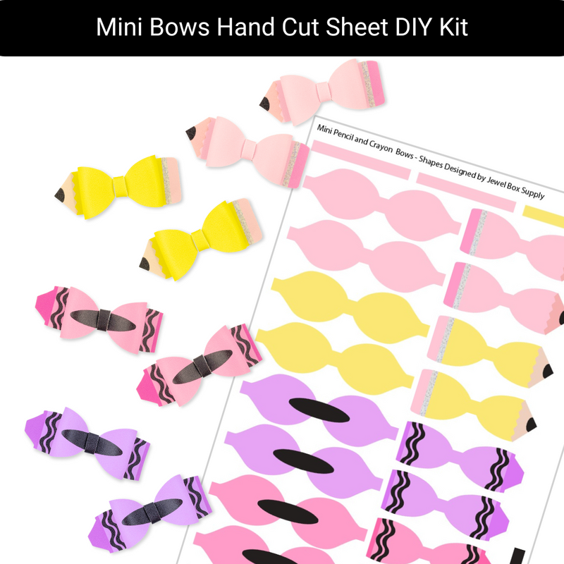 Pencil and Crayon Mini Bows Hand Cut Sheet DIY Kit