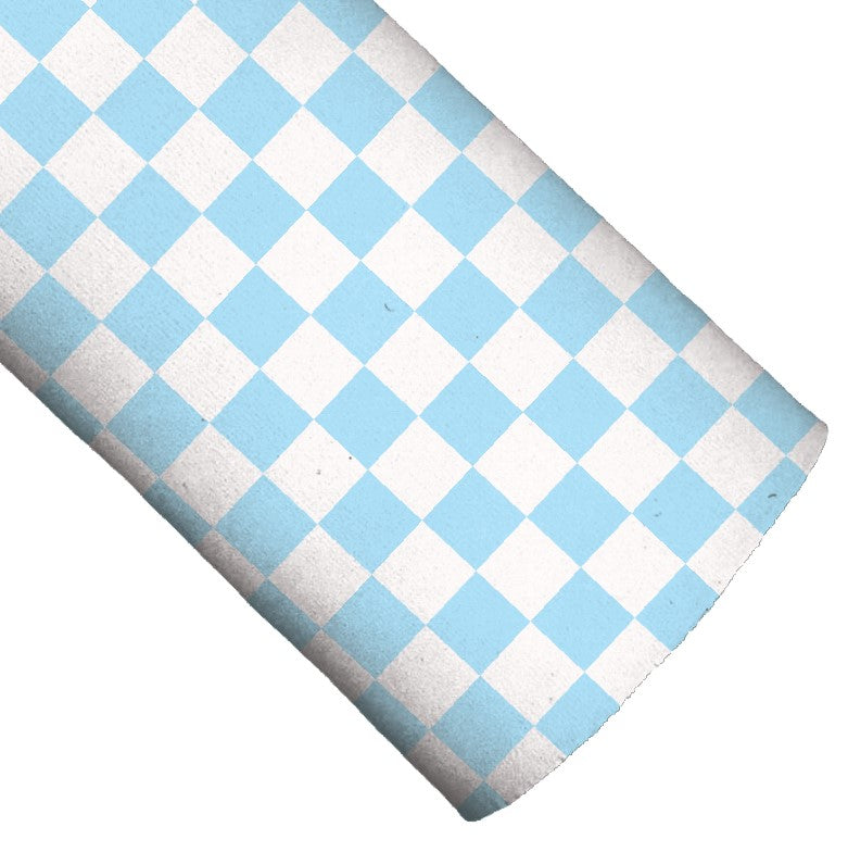 Baby Blue Checkers Vegan Leather