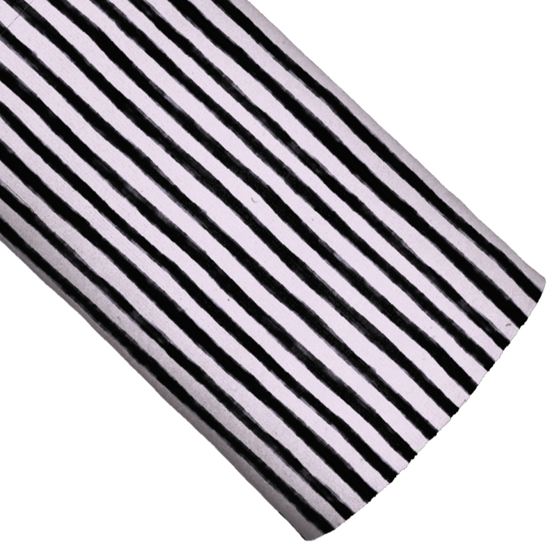 Black & Pale Lilac Spooky Stripes Vegan Leather