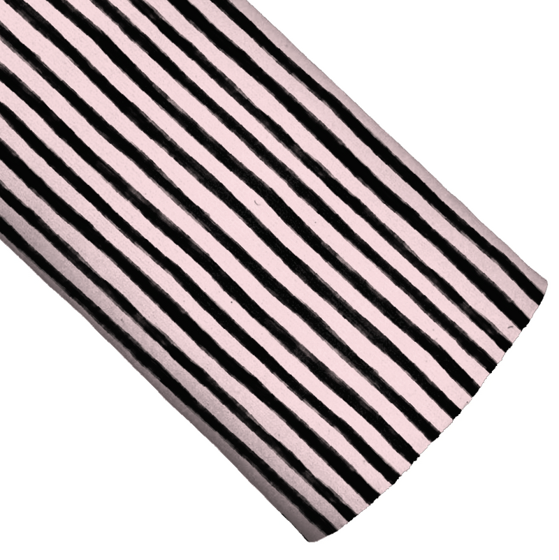 Black & Pale Pink Spooky Stripes Vegan Leather