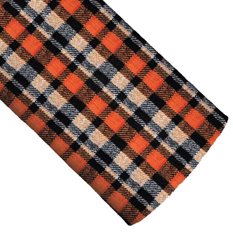 Black and Orange Cozy Plaid Faux Leather