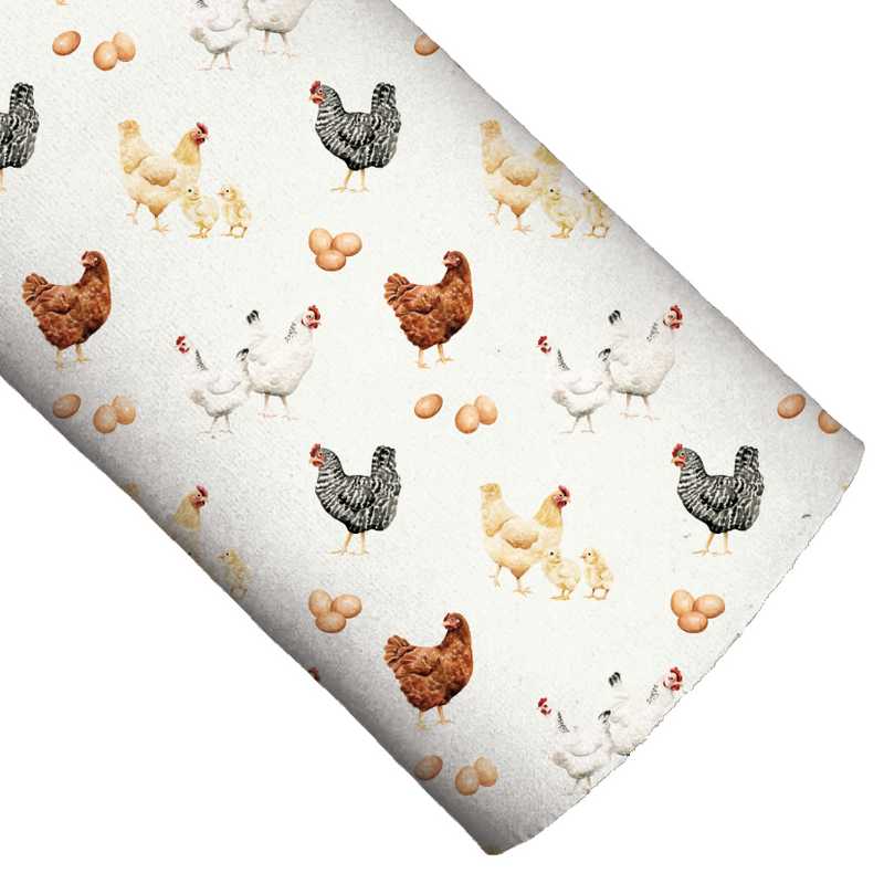 Farm and Meadow Country Chickens Faux Leather