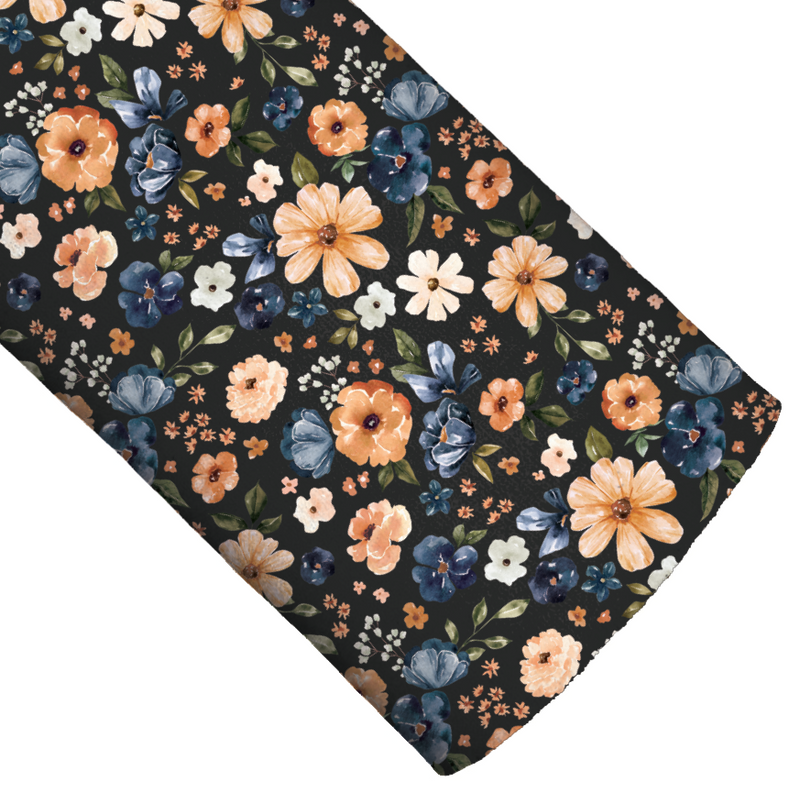 Farm and Meadow Floral Charcoal Faux Leather