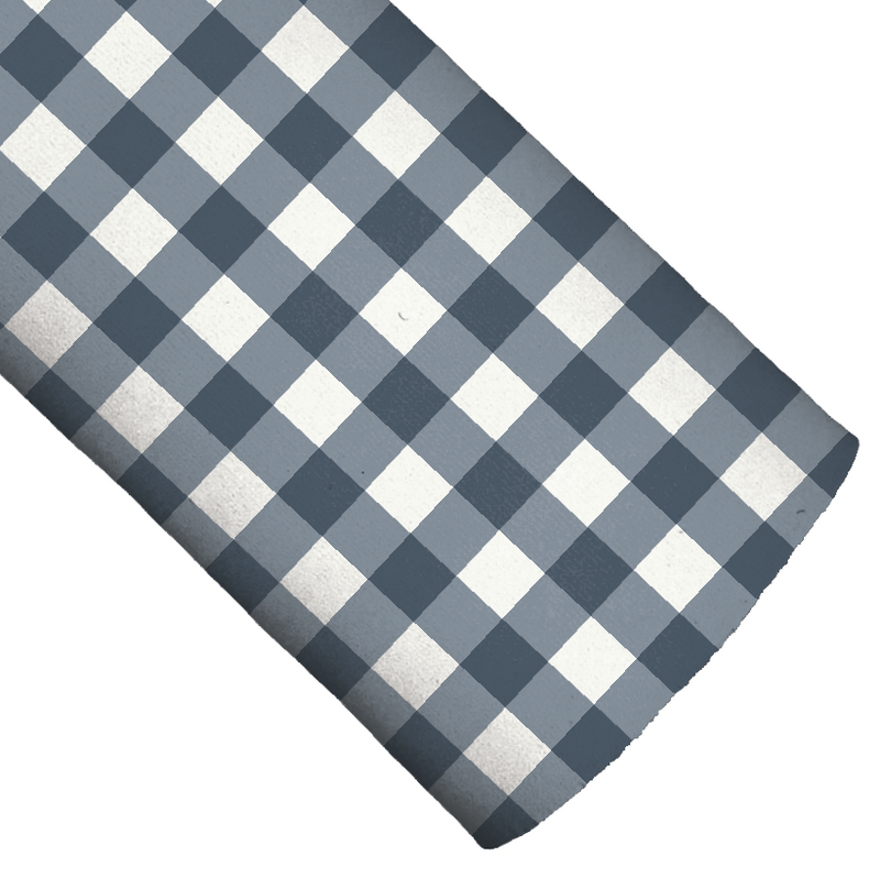 Farm and Meadow Plaid Country Blue Faux Leather