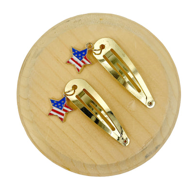 Gold Star Flag Snap Clips- Set of 2