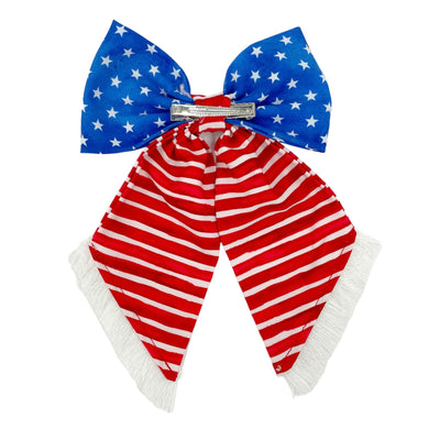 Fringe Americana July Hair Bow Barrette