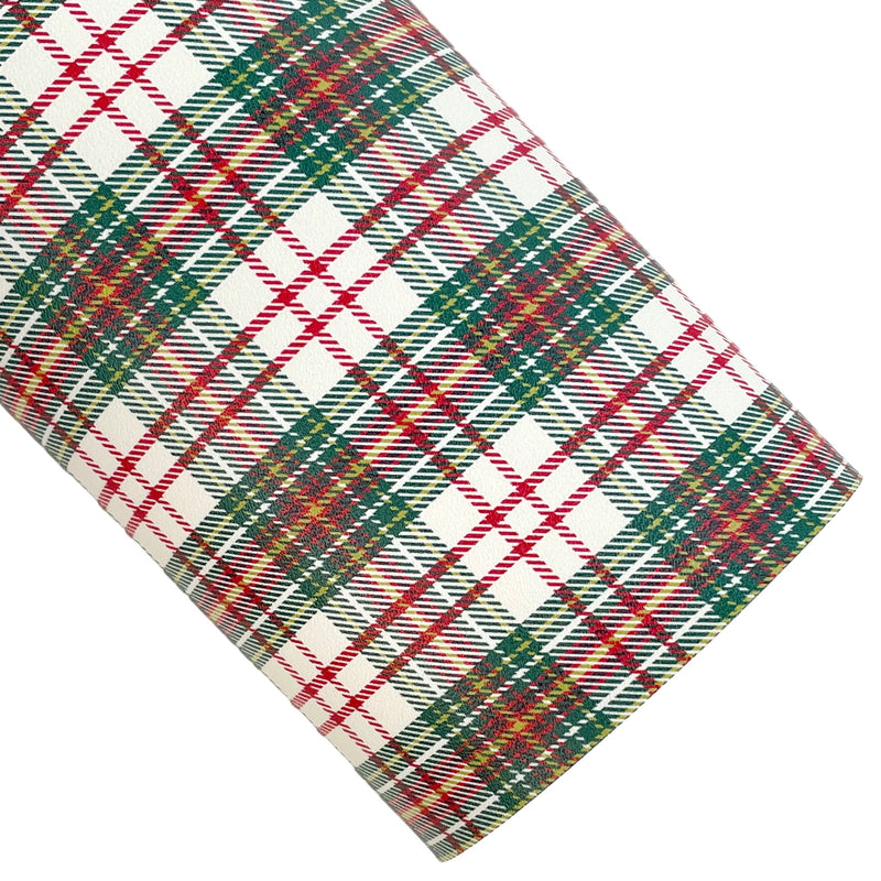 Classic Holiday Plaid Embroidery Vegan Leather