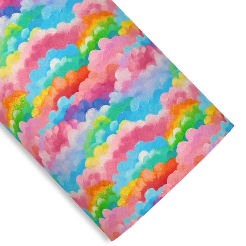 Painted Fluffy Clouds Vegan Leather