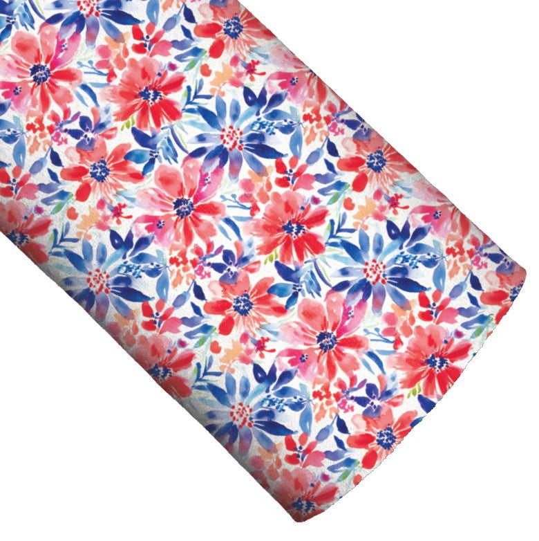 July Watercolor Floral Vegan Leather