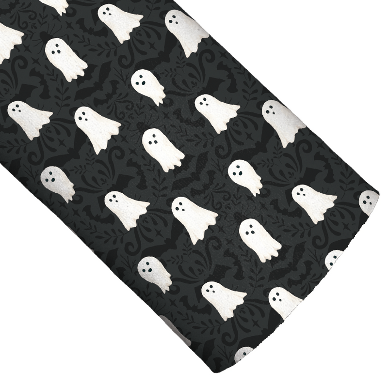 Little Boo Ornate Ghosts Black Faux Leather