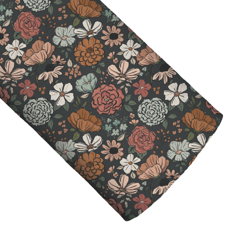 Montana Bloom Floral Blossom Charcoal Faux Leather