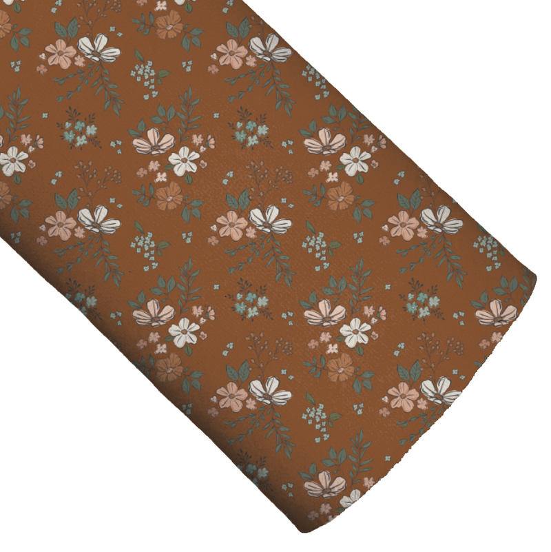 Montana Bloom Simple Floral Cognac Faux Leather