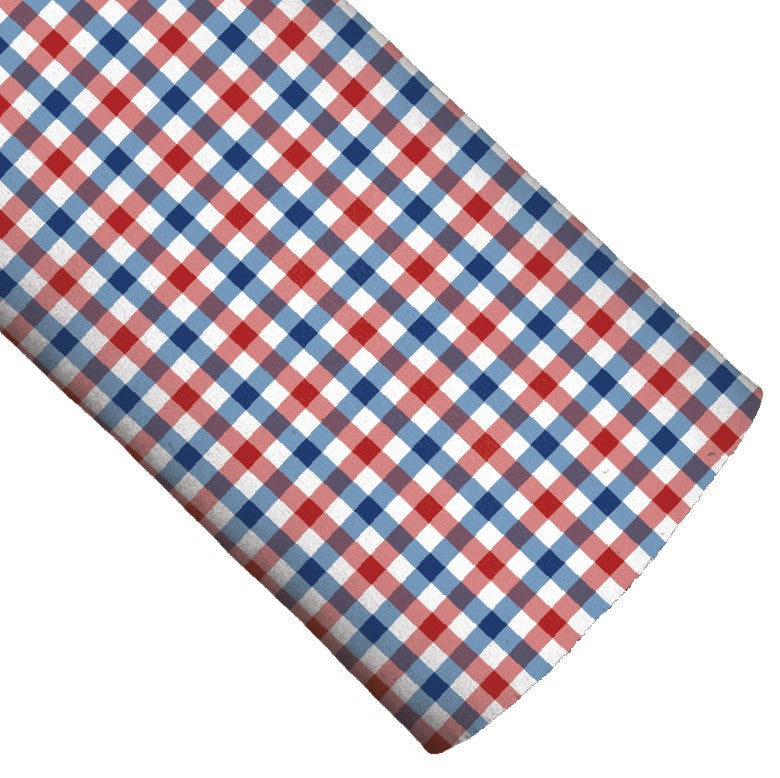 Red White and Blue Gingham Vegan Leather