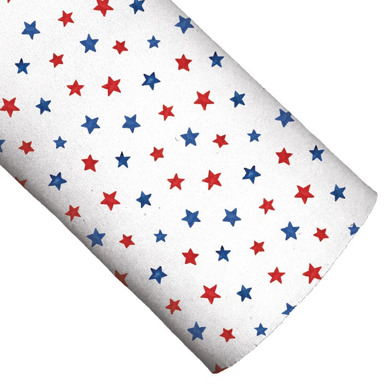 Red and Blue Tiny Stars Vegan Leather