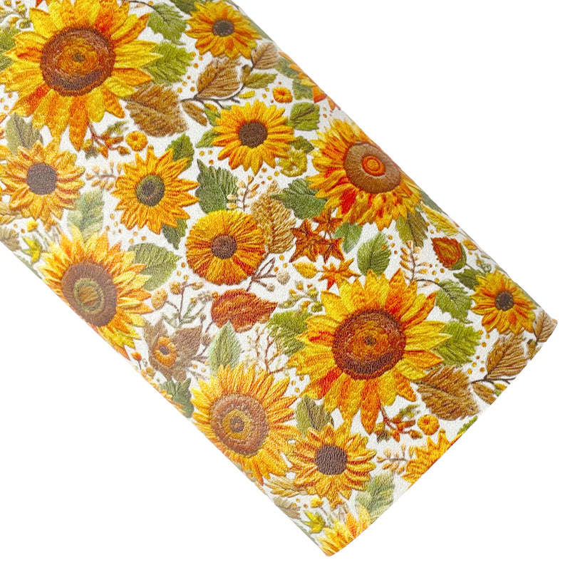 Sunflowers Embroidery Vegan Leather