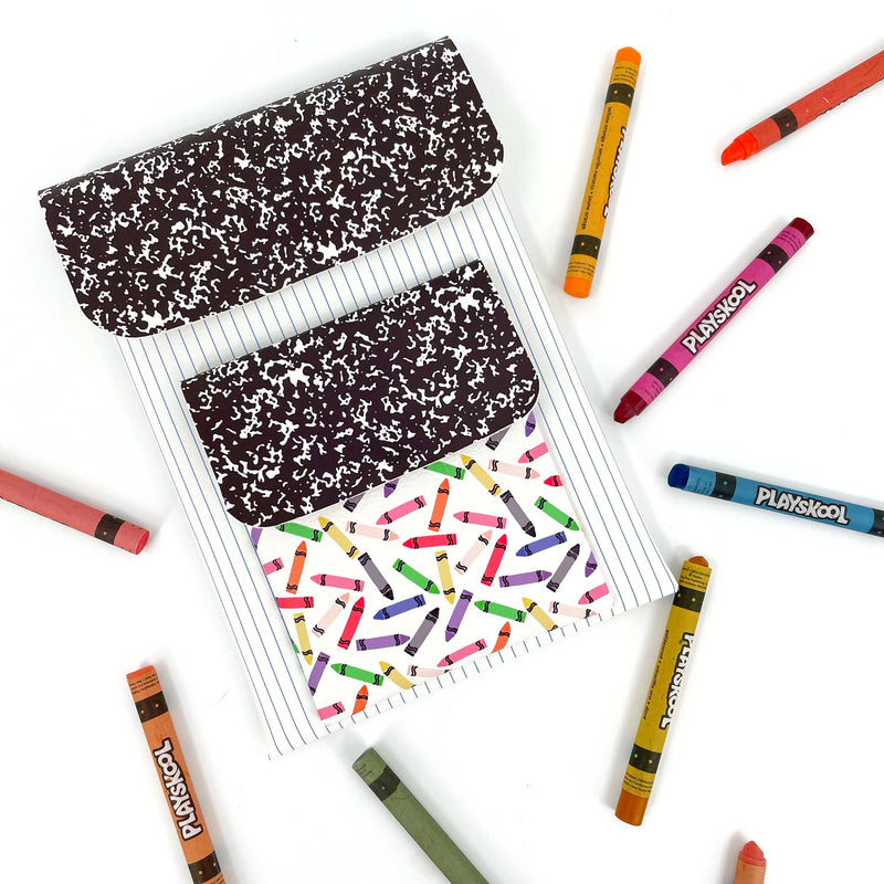 Crayons Carousel Pouch with Pencil and Crayon Mini Bows Hand Cut Sheet