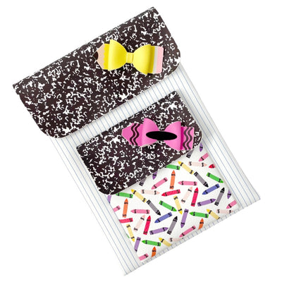 Crayons Carousel Pouch with Pencil and Crayon Mini Bows Hand Cut Sheet