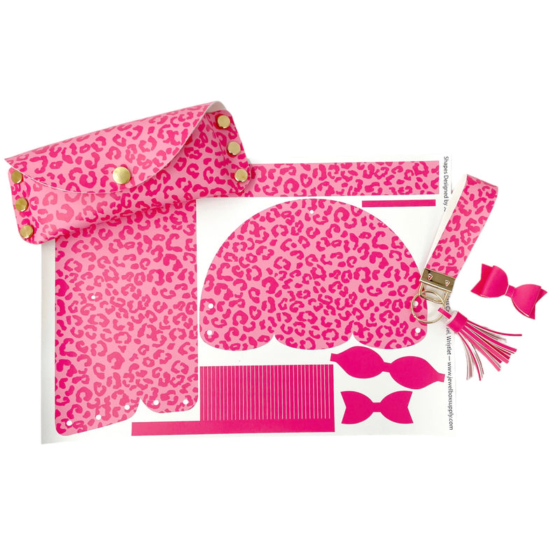 Hot Pink Cheetah Sunrae Sunglasses Case plus Accessories Hand Cut Sheet