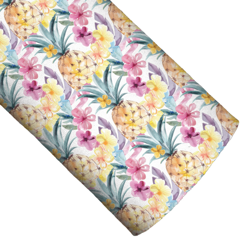 Watercolor Pineapple Blooms Vegan Leather