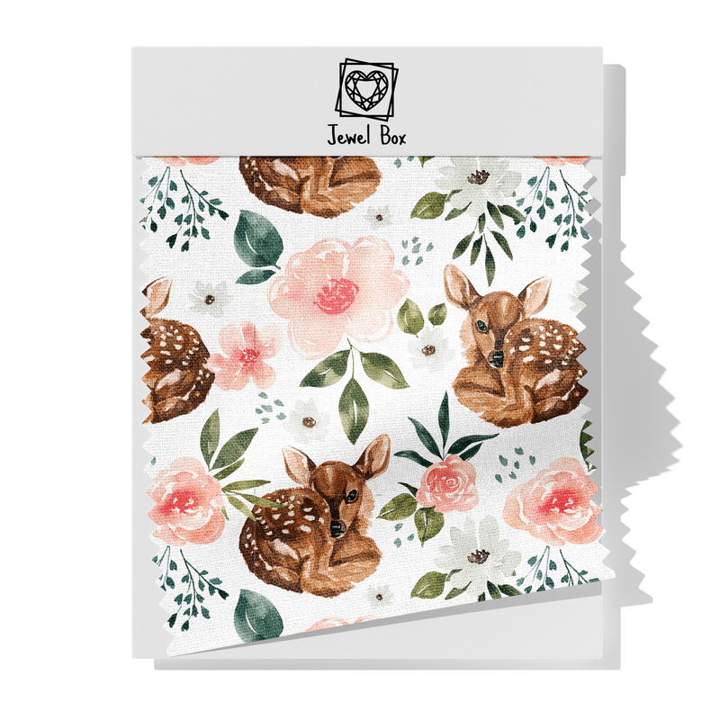 Sweet Deer Floral White - Choose Your Fabric