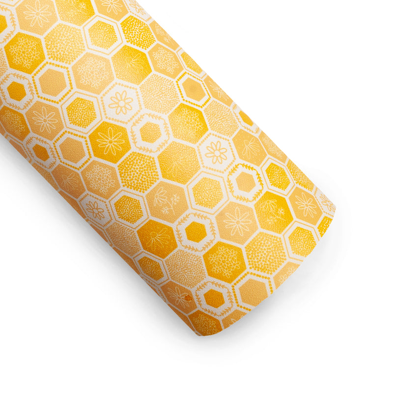 Yellow Honeycomb Flowers Vegan Leather