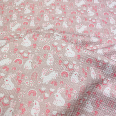 Rabbits & Rainbows Pink - Choose Your Fabric