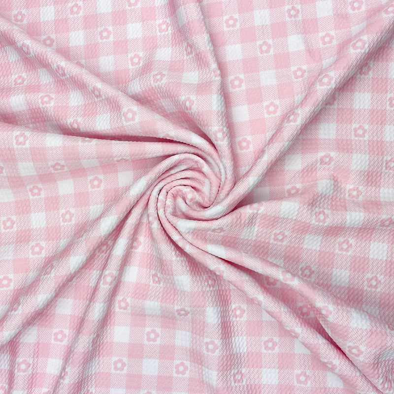 Baby Pink Daisy Gingham - Choose Your Fabric