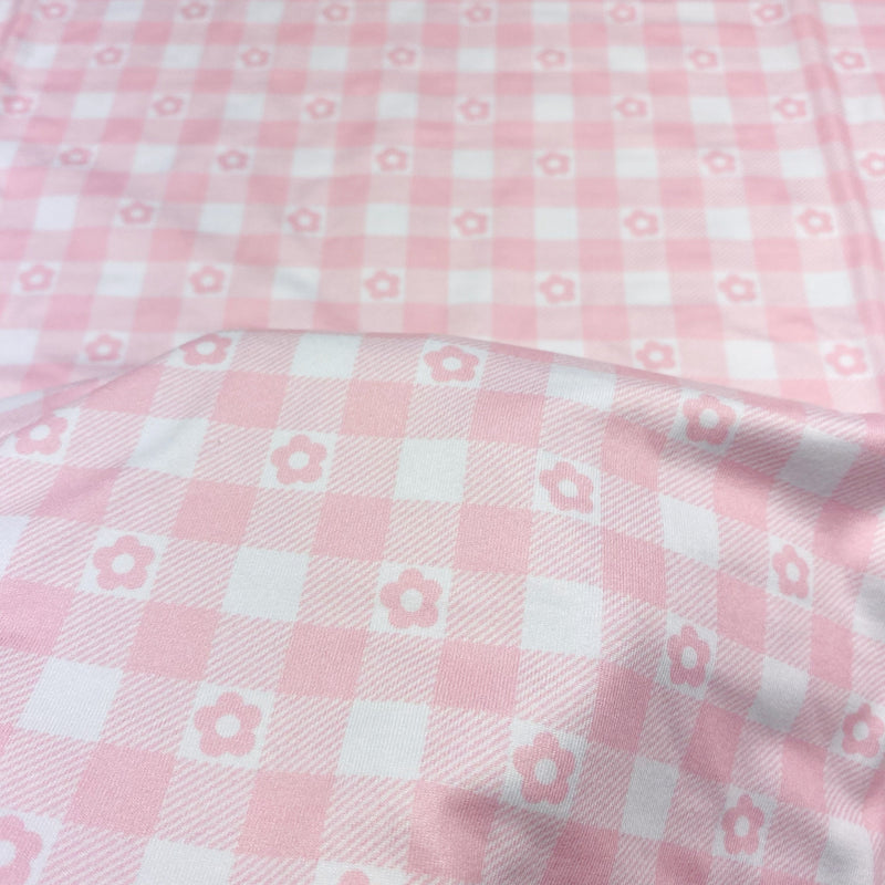 Baby Pink Daisy Gingham - Choose Your Fabric