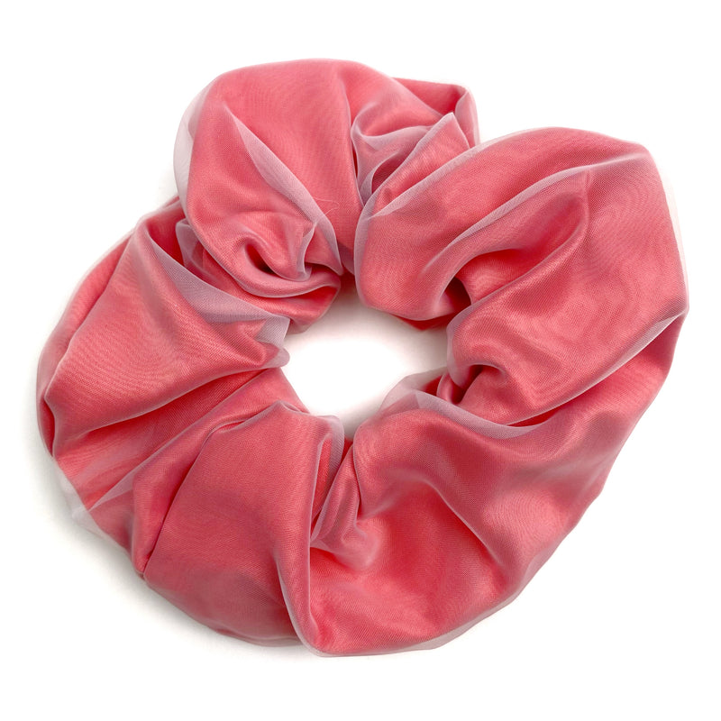 Coral Satin Shaker Scrunchies