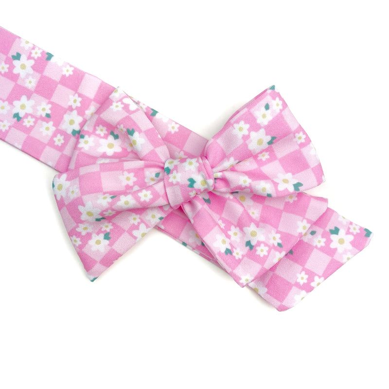 Checker Pink Floral JB Effortless Bow Strips - Closed Edge