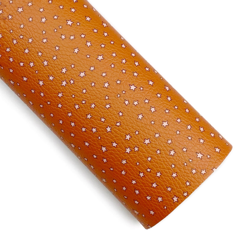 Orange Stars Vegan Leather