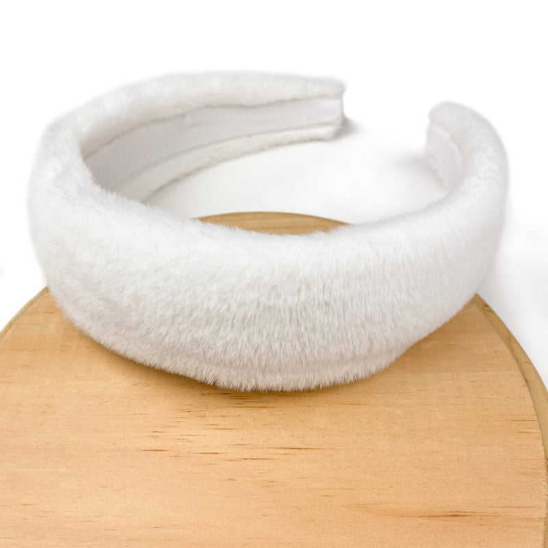 White Faux Fur Wholesale Headband