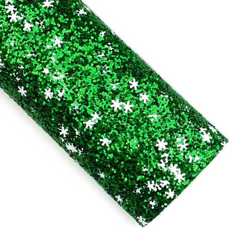 Green Snowflake Glitter
