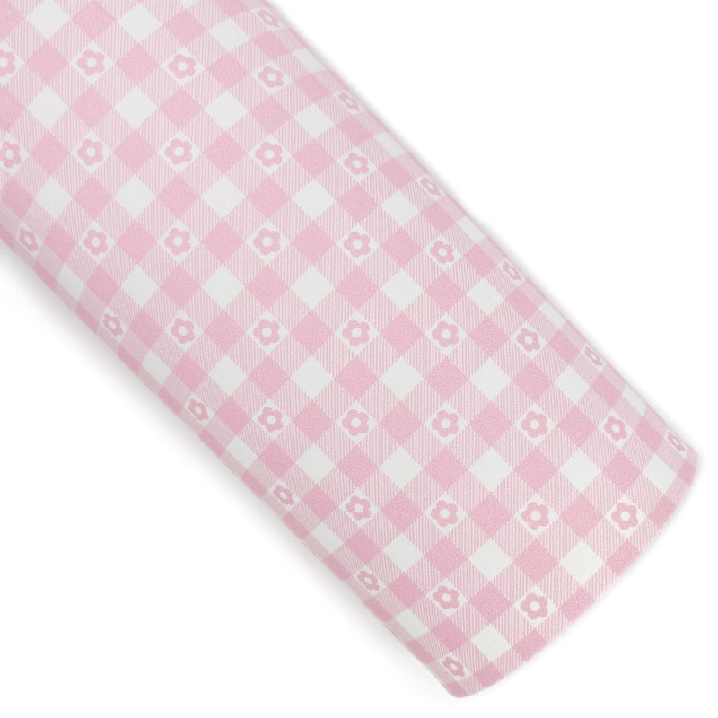 Baby Pink Daisy Gingham Vegan Leather