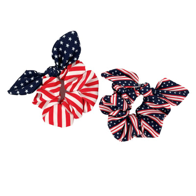 Stars and Stripes Knotted Bow Scrunchies