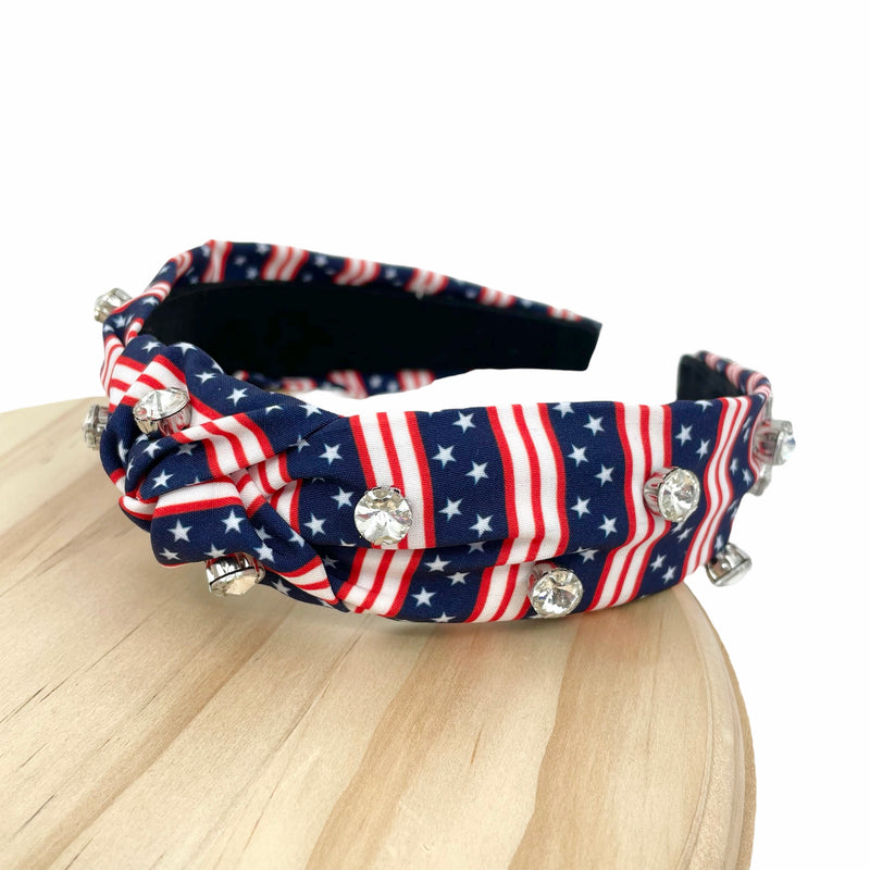 High-End Embellished Fourth of July Knotted Headband