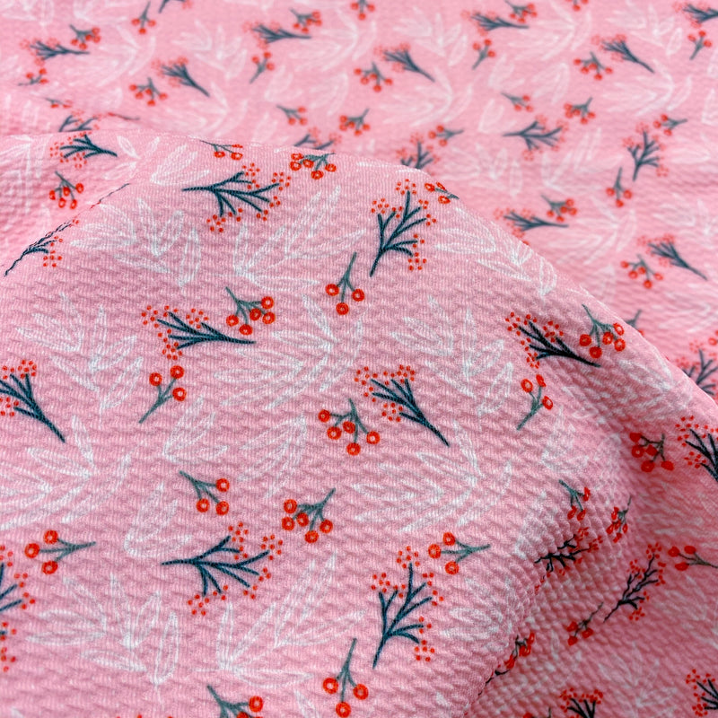 Pink Snow Berries Bullet Fabric