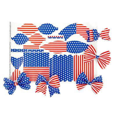 Stars and Stripes Two Toned Bow Combos Hand Cut Sheet