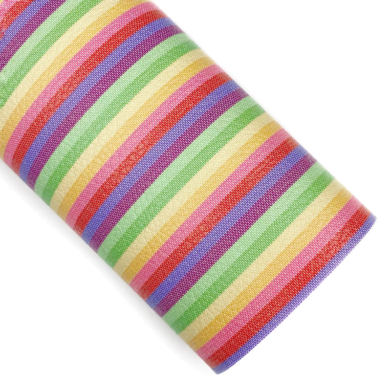 Fruit Stripe Rainbow Seersucker Vegan Leather