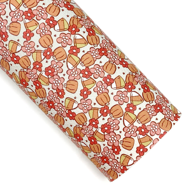 Candy Corn Floral Vegan Leather