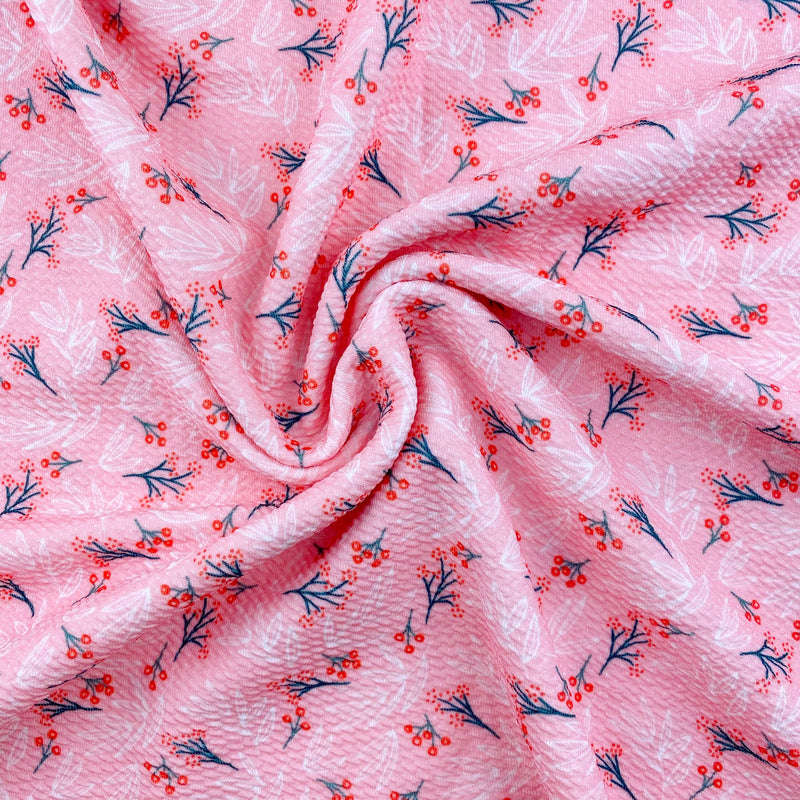 Pink Snow Berries Bullet Fabric