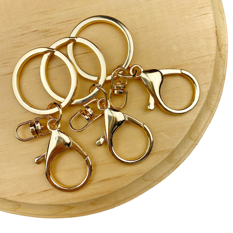 Set of 3 - Gold Lobster Clasp Keychains Hardware
